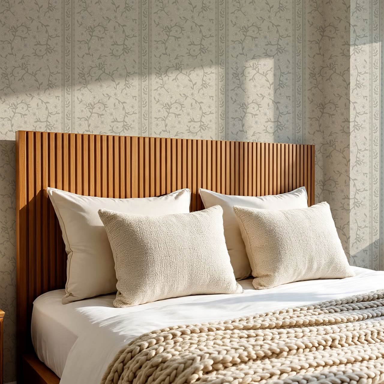 Priscila Heirloom Petal Stripe Dove Wallpaper