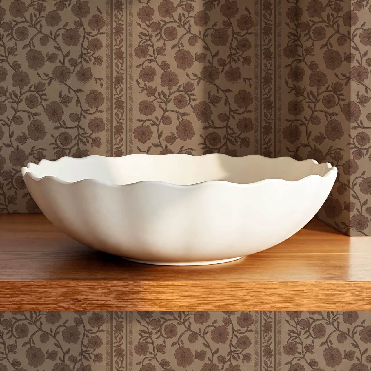 Priscila Heirloom Petal Stripe Coffee Wallpaper