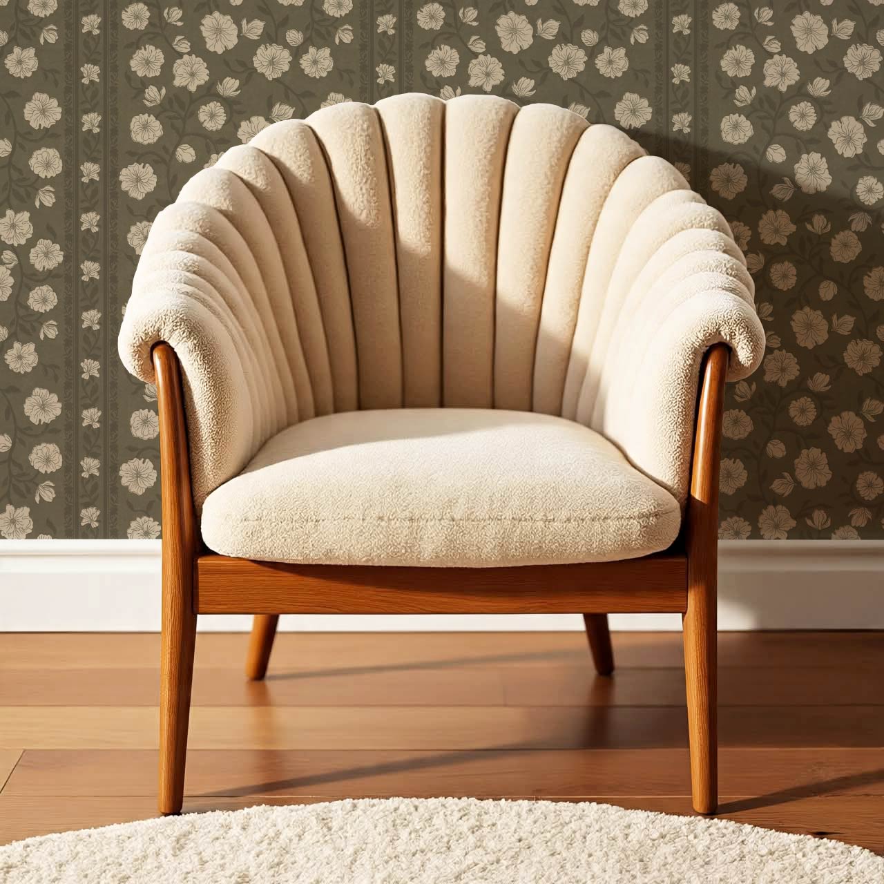 Priscila Heirloom Petal Stripe Olive Wallpaper