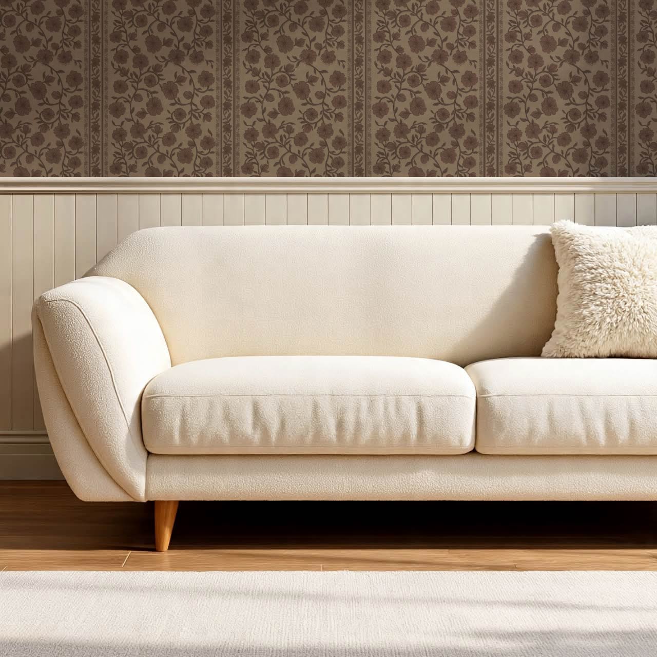 Priscila Heirloom Petal Stripe Coffee Wallpaper