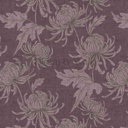 Qiana Large Chrysanthemums Plum Purple Wallpaper