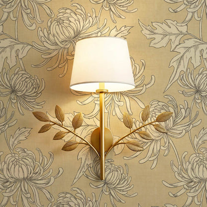 Qiana Large Chrysanthemums Almond Yellow Wallpaper