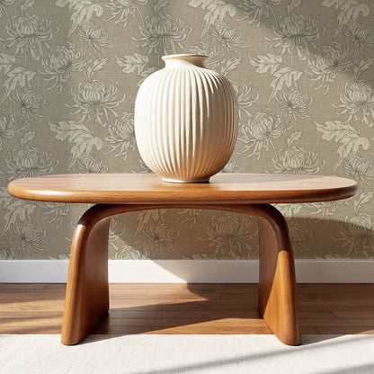 Qiana Large Chrysanthemums Olive Stone Wallpaper