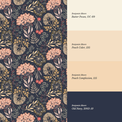 Queen Anne's Lace Botanicals Navy Pink Wallpaper