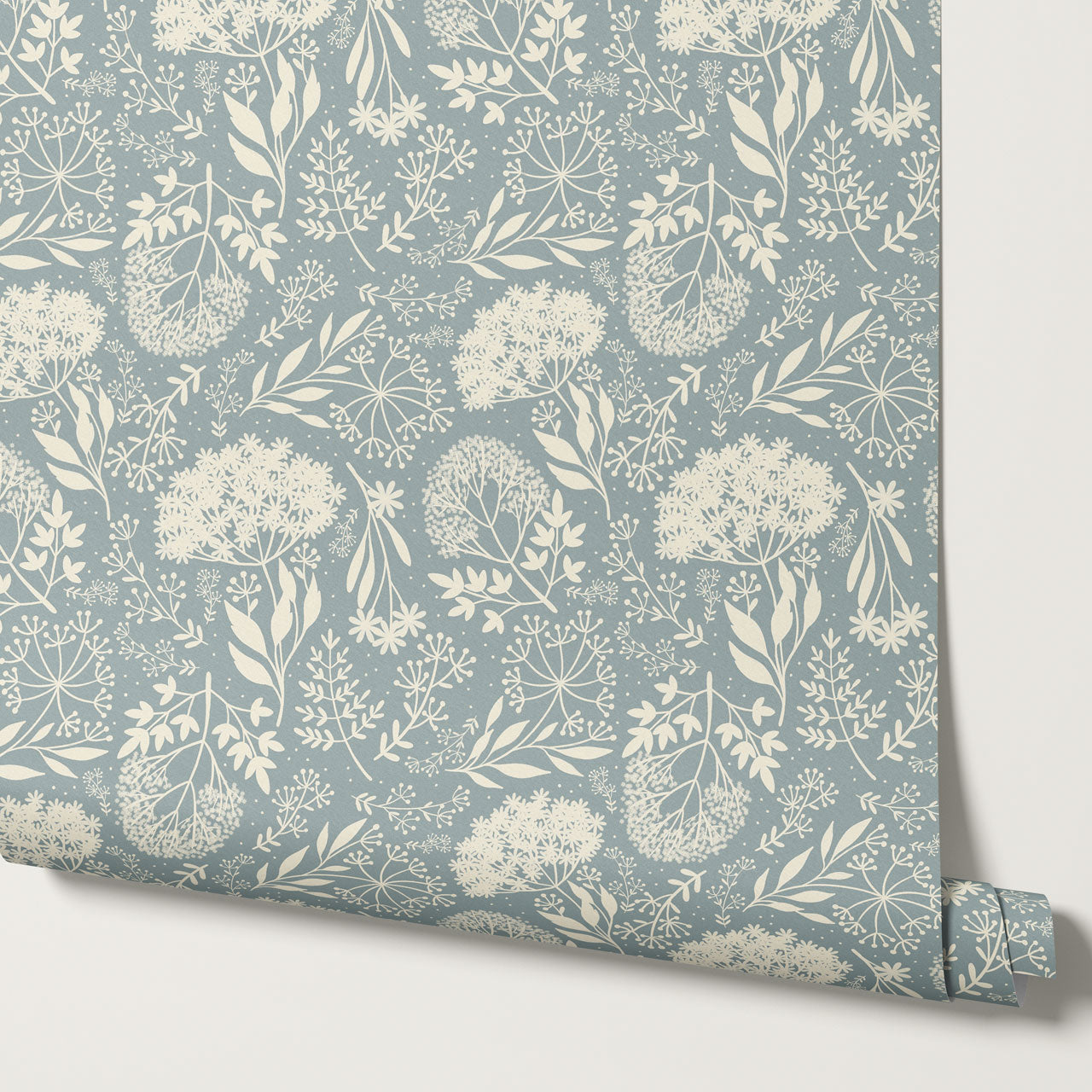 Queen Anne's Lace Botanicals Teal Wallpaper