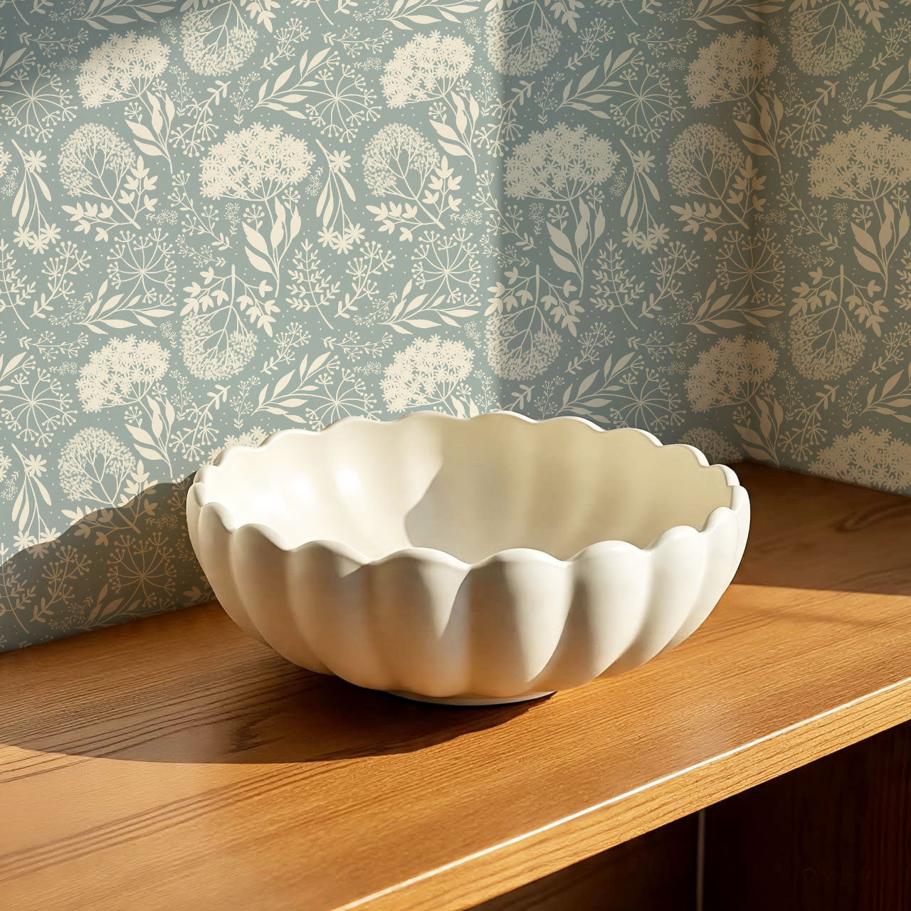 Queen Anne's Lace Botanicals Teal Wallpaper