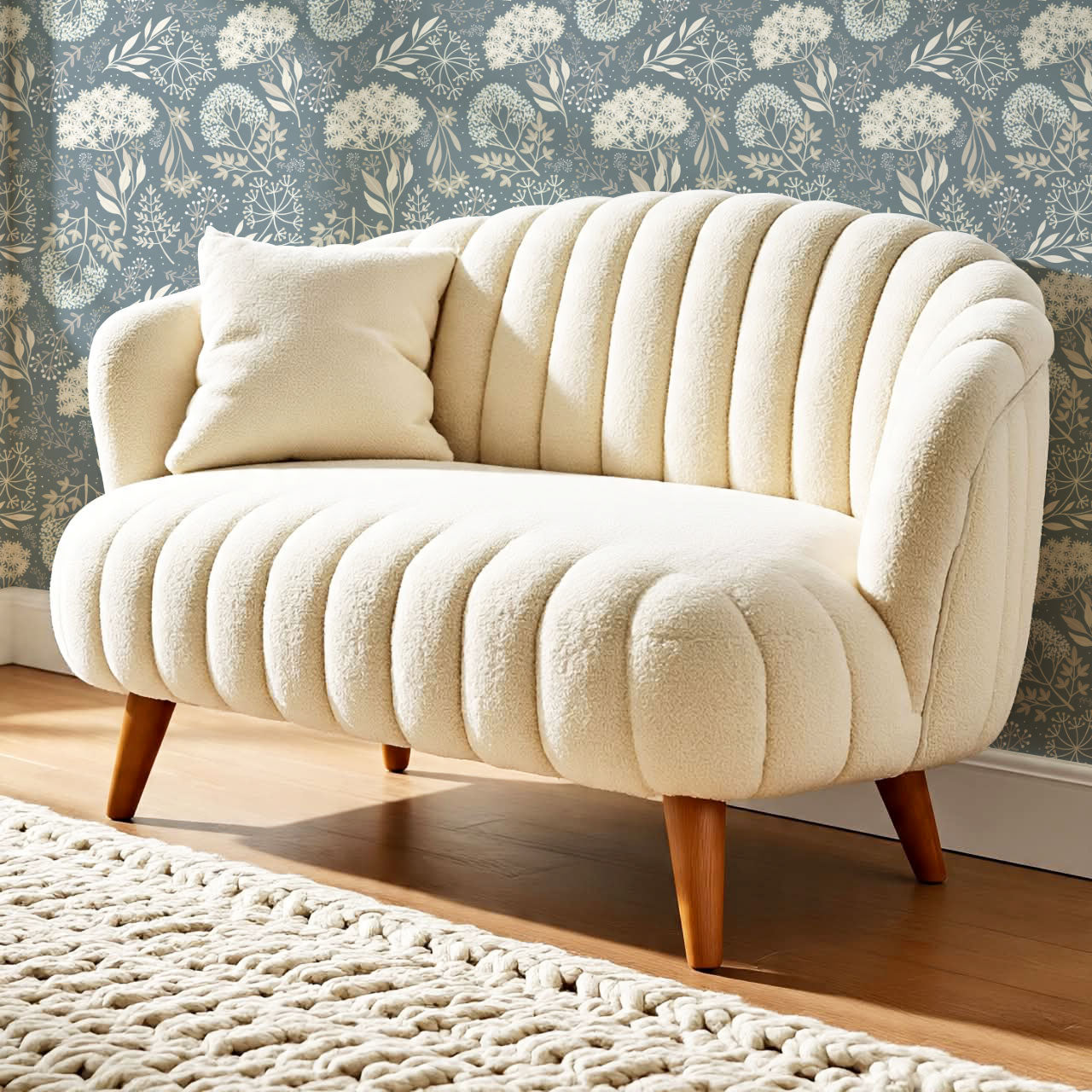 Queen Anne's Lace Botanicals Rain Blue Wallpaper