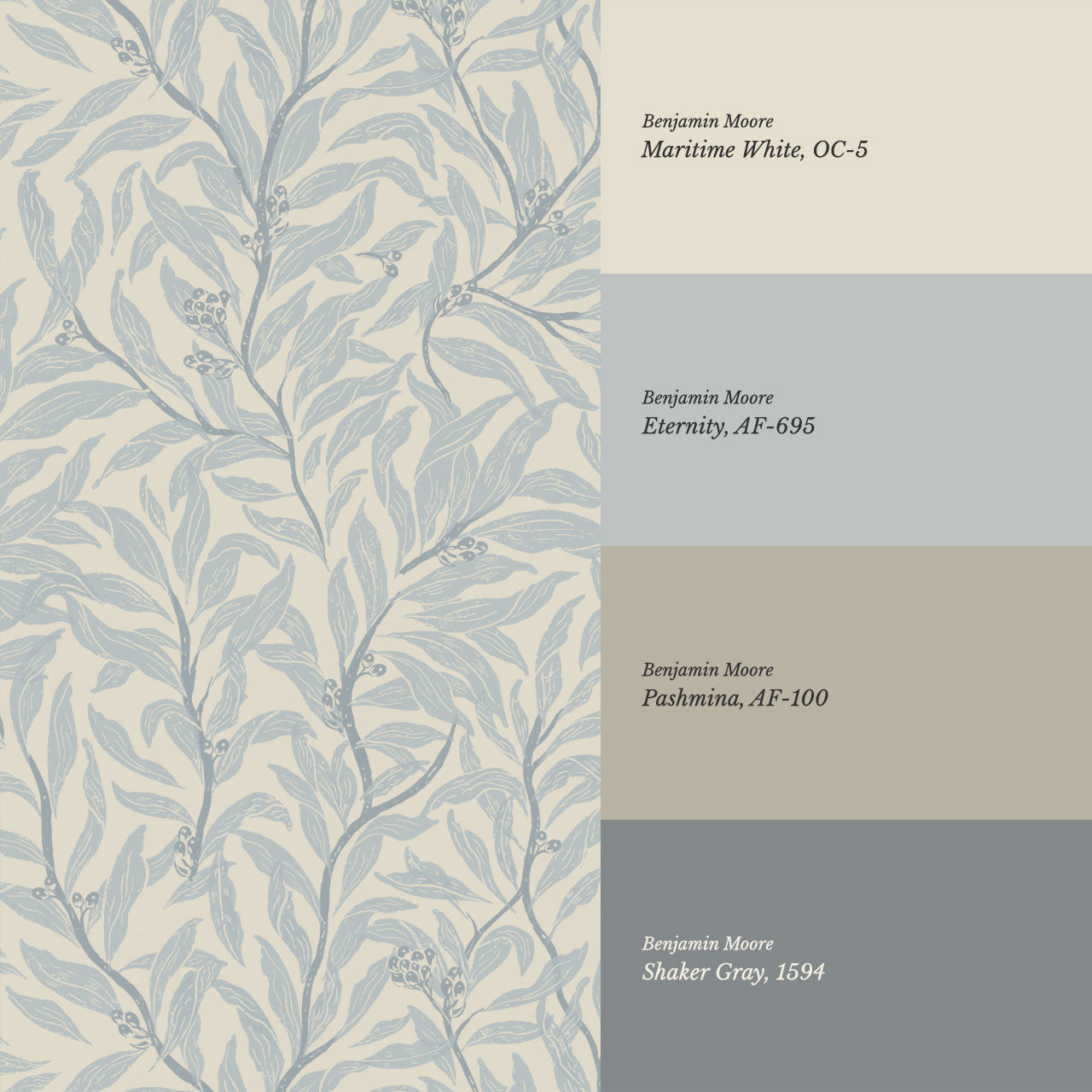 Quinn Trailing Vines French Blue Wallpaper