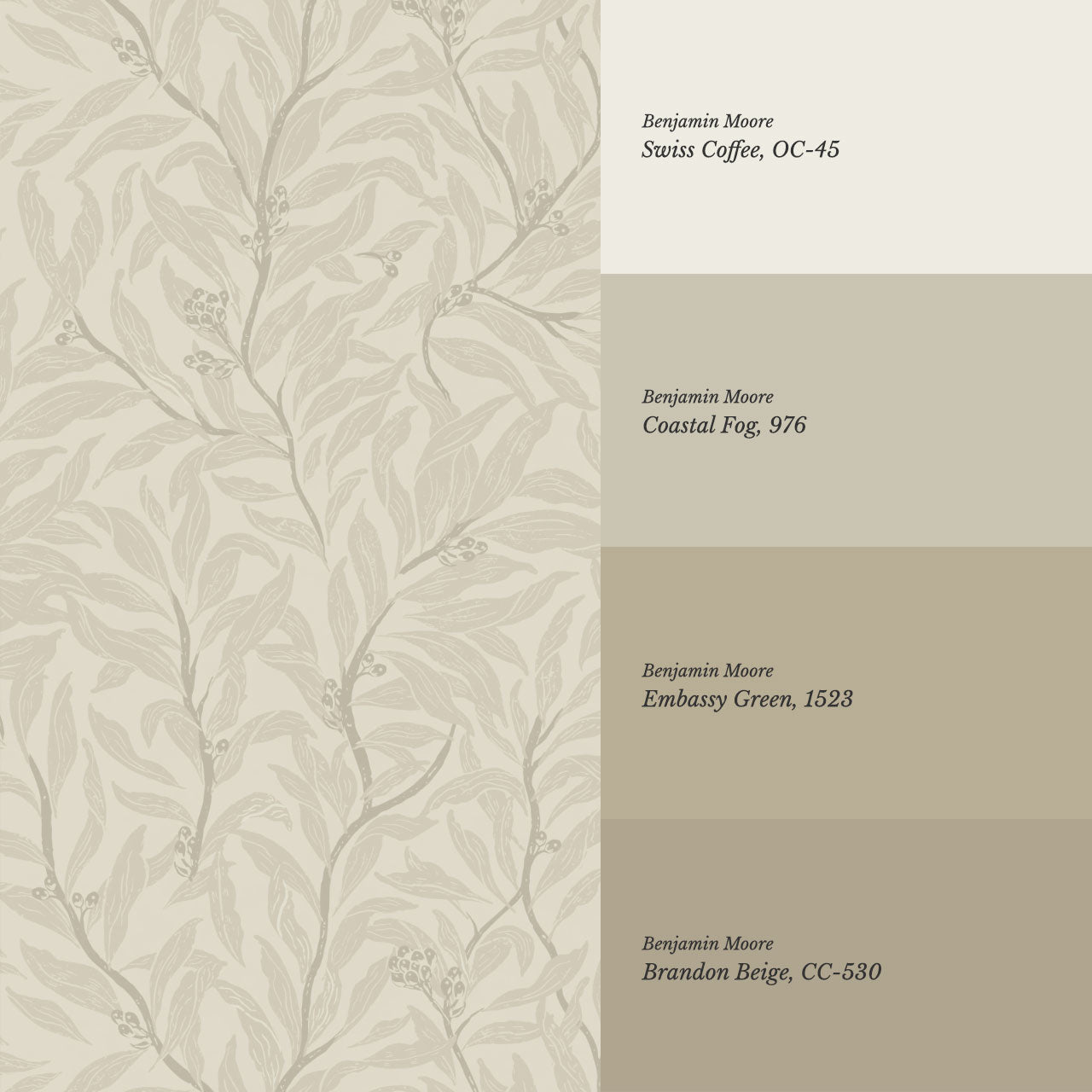 Quinn Trailing Vines Beige Wallpaper
