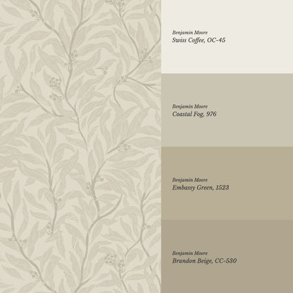 Quinn Trailing Vines Beige Wallpaper