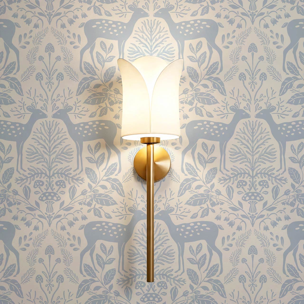 Rachel Cozy Deer Cream Sky Wallpaper