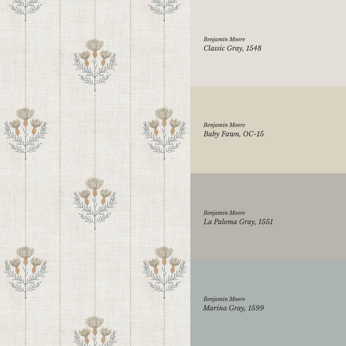Rafa Thistle Field Linen Ivory Earth Slate Wallpaper