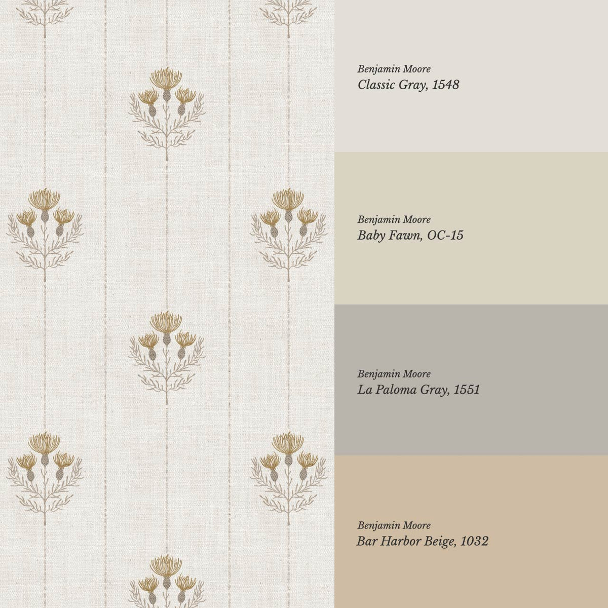 Rafa Thistle Field Linen Ivory Sand Wallpaper
