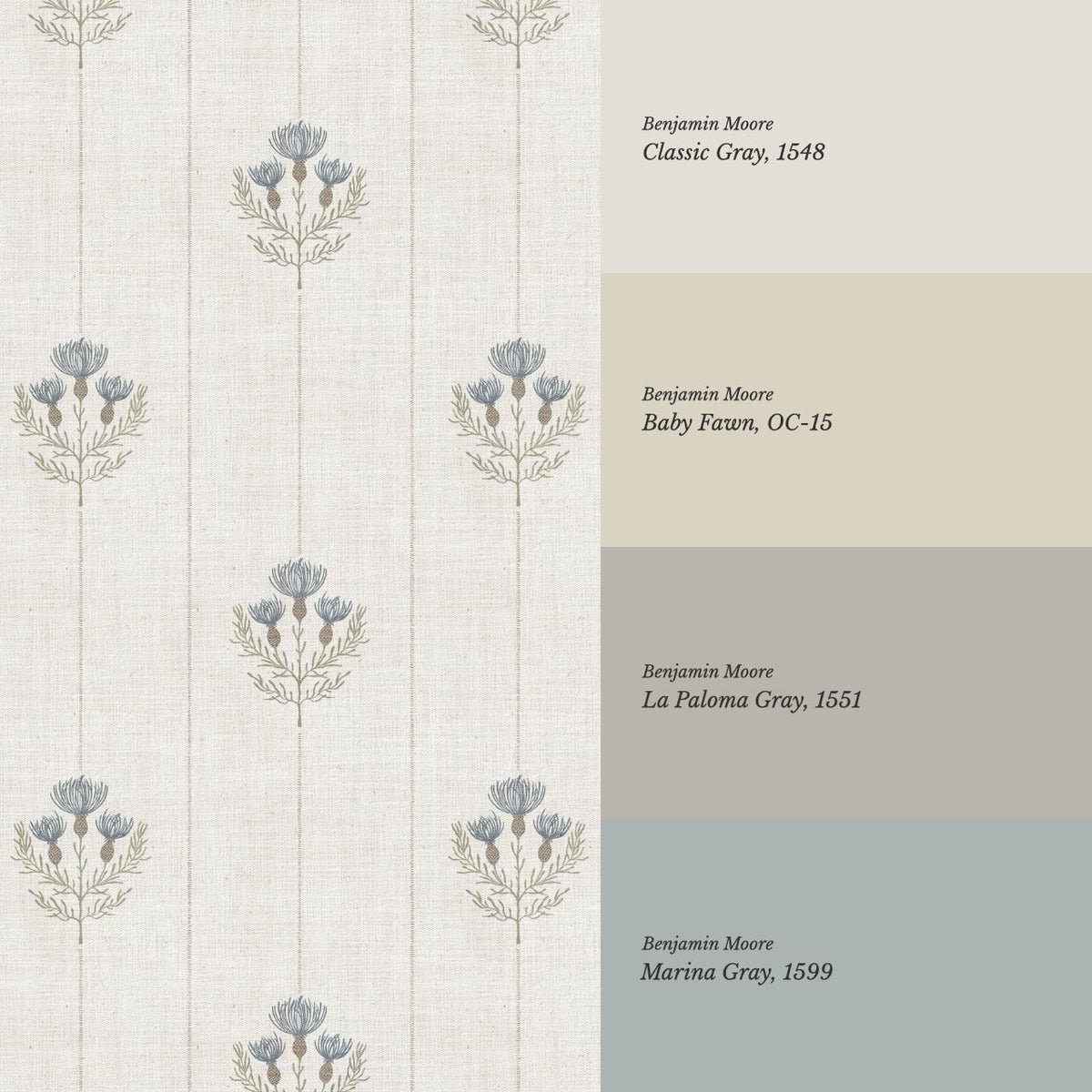 Rafa Thistle Field Linen Ivory Slate Wallpaper