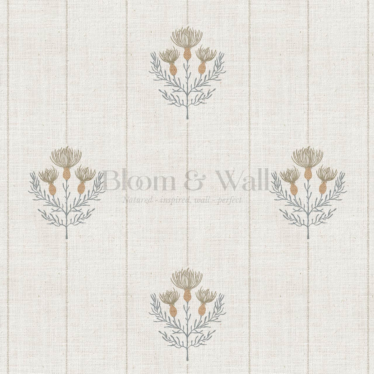 Rafa Thistle Field Linen Ivory Earth Slate Wallpaper