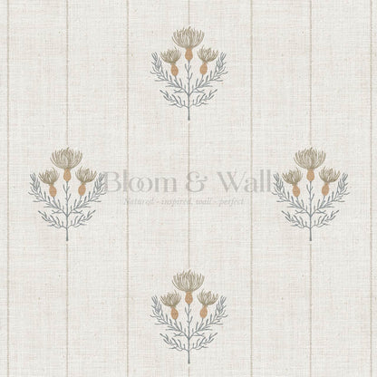 Rafa Thistle Field Linen Ivory Earth Slate Wallpaper