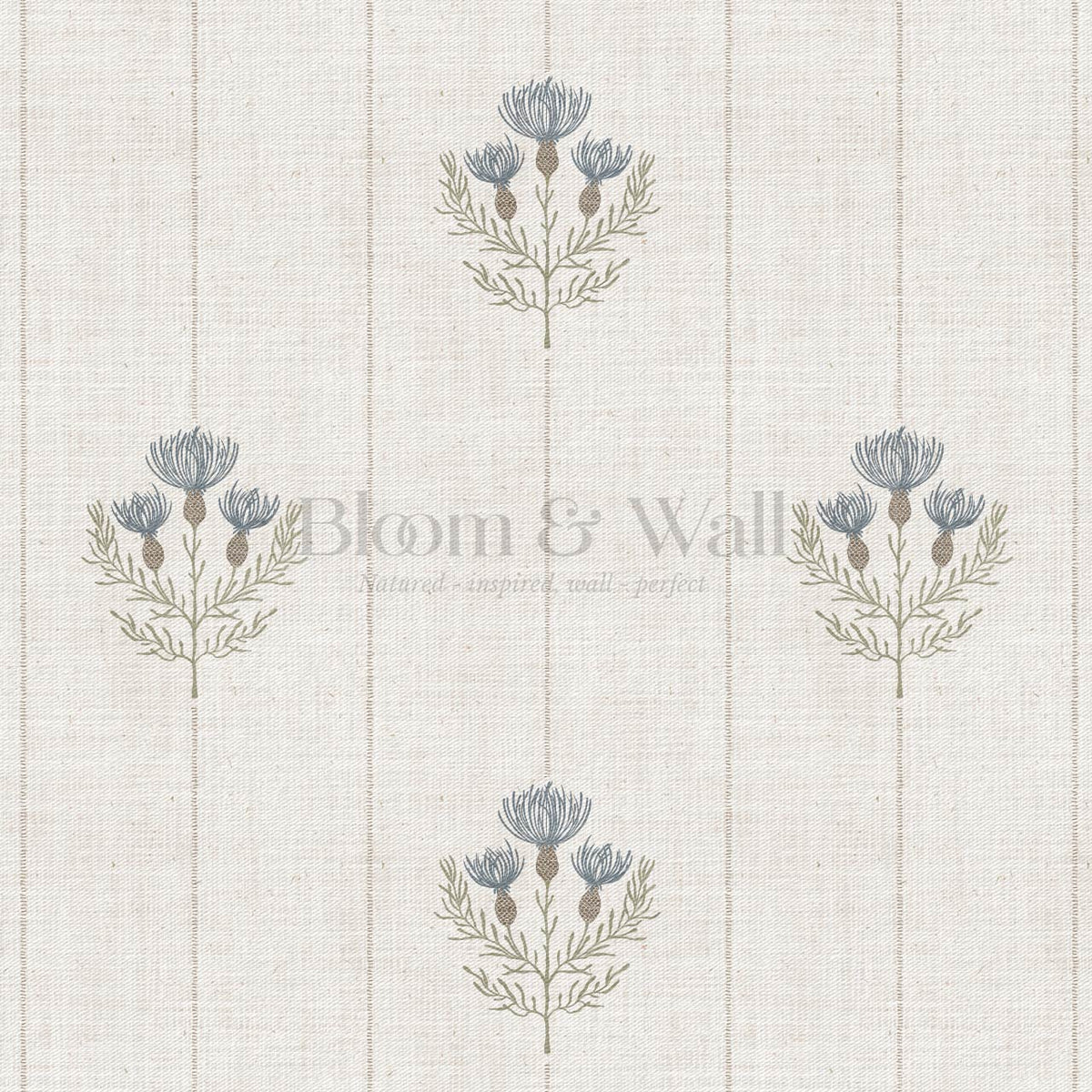 Rafa Thistle Field Linen Ivory Slate Wallpaper