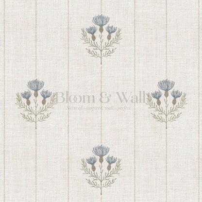 Rafa Thistle Field Linen Ivory Slate Wallpaper