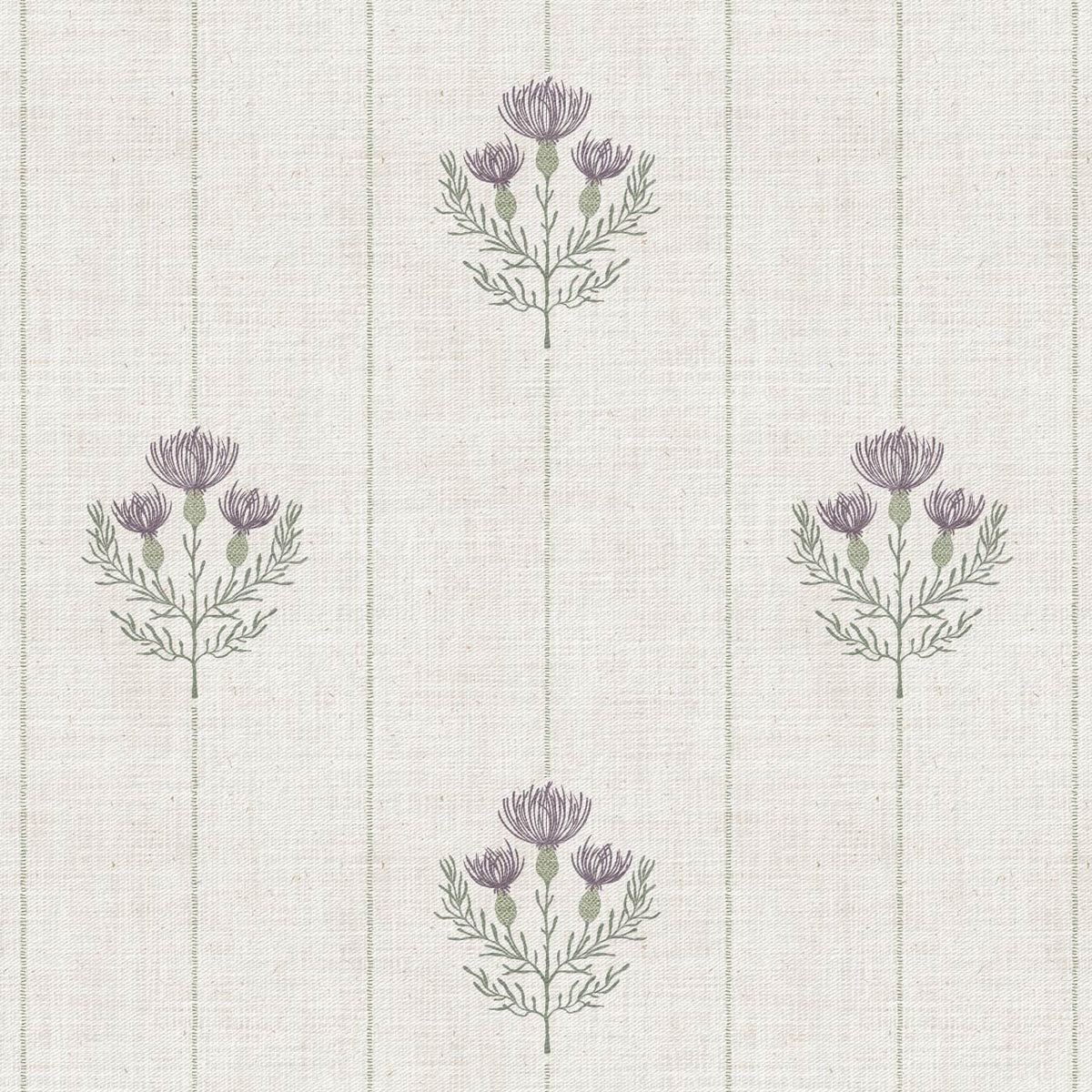 Rafa Thistle Field Linen Ivory Plum Wallpaper