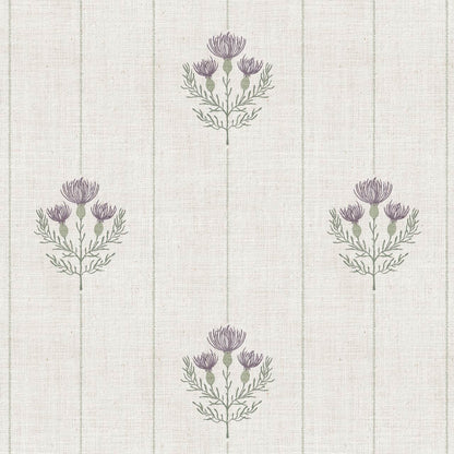 Rafa Thistle Field Linen Ivory Plum Wallpaper
