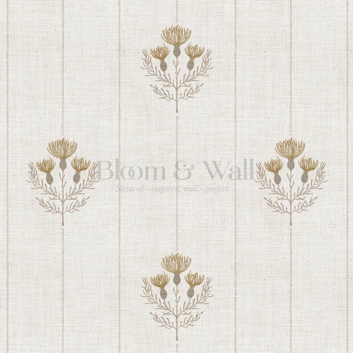 Rafa Thistle Field Linen Ivory Sand Wallpaper
