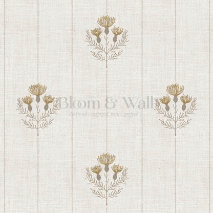 Rafa Thistle Field Linen Ivory Sand Wallpaper