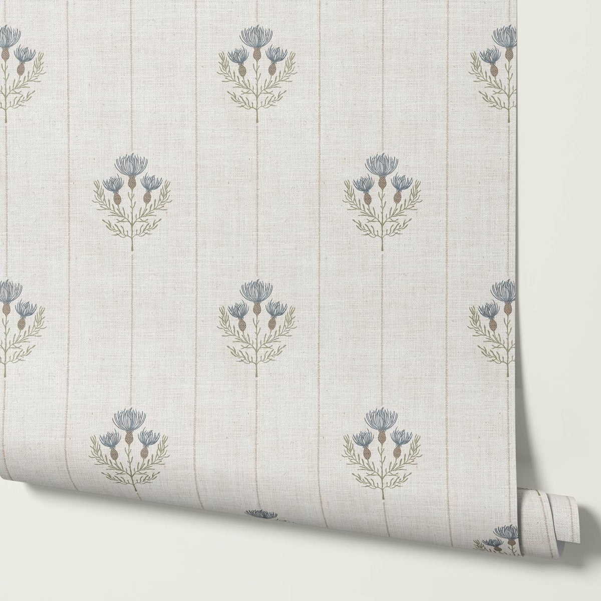 Rafa Thistle Field Linen Ivory Slate Wallpaper