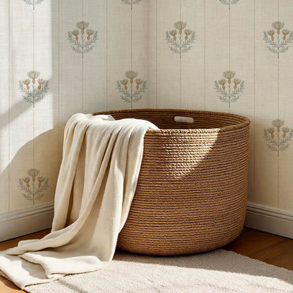 Rafa Thistle Field Linen Ivory Earth Slate Wallpaper