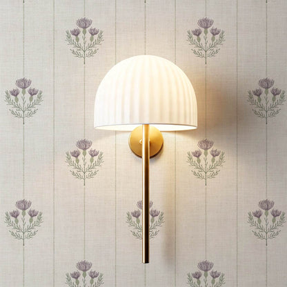 Rafa Thistle Field Linen Ivory Plum Wallpaper