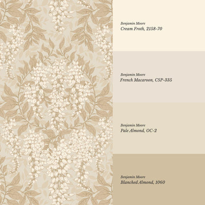 Rahna Wisteria Cluster Beige Butter Wallpaper