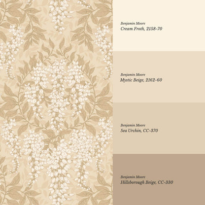 Rahna Wisteria Cluster Honey Ivory Wallpaper