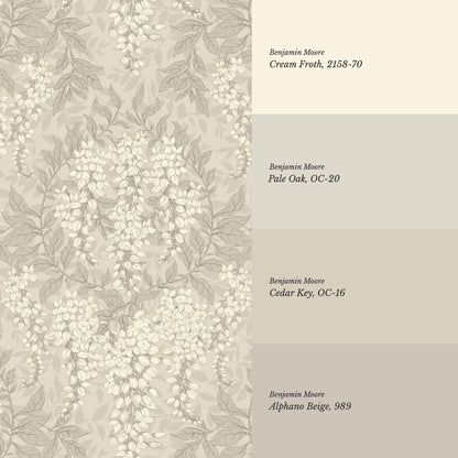 Rahna Wisteria Cluster Stone Cream Wallpaper