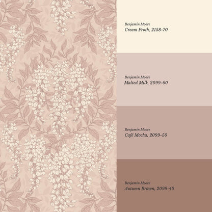 Rahna Wisteria Cluster Berry Cream Wallpaper