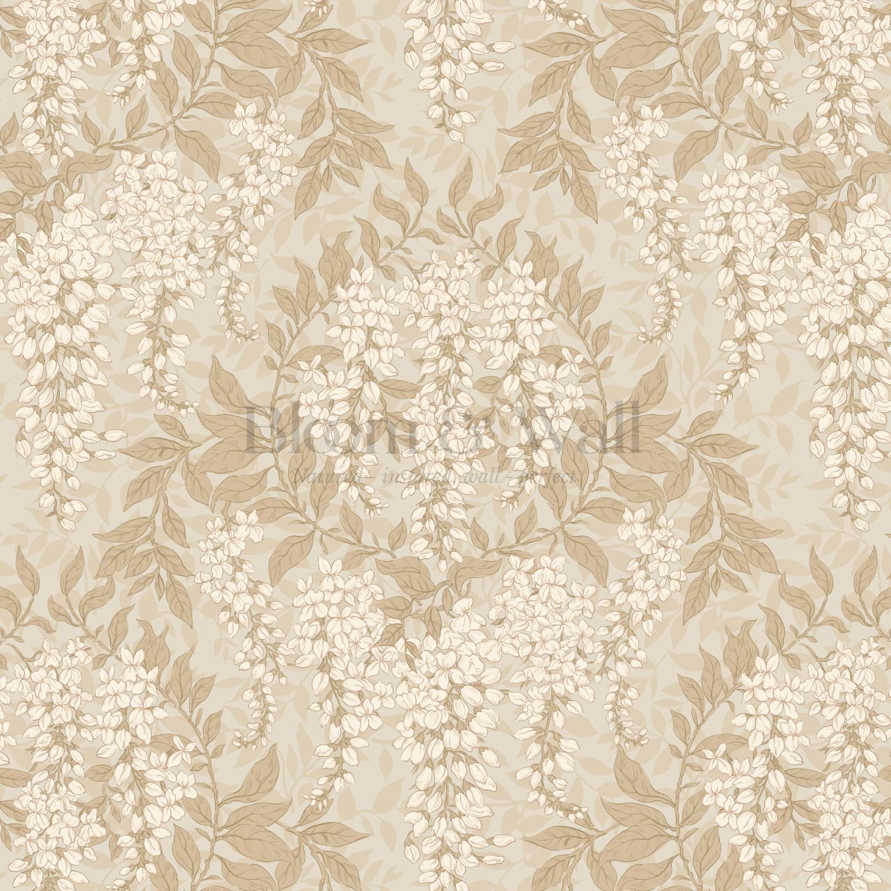 Rahna Wisteria Cluster Beige Butter Wallpaper