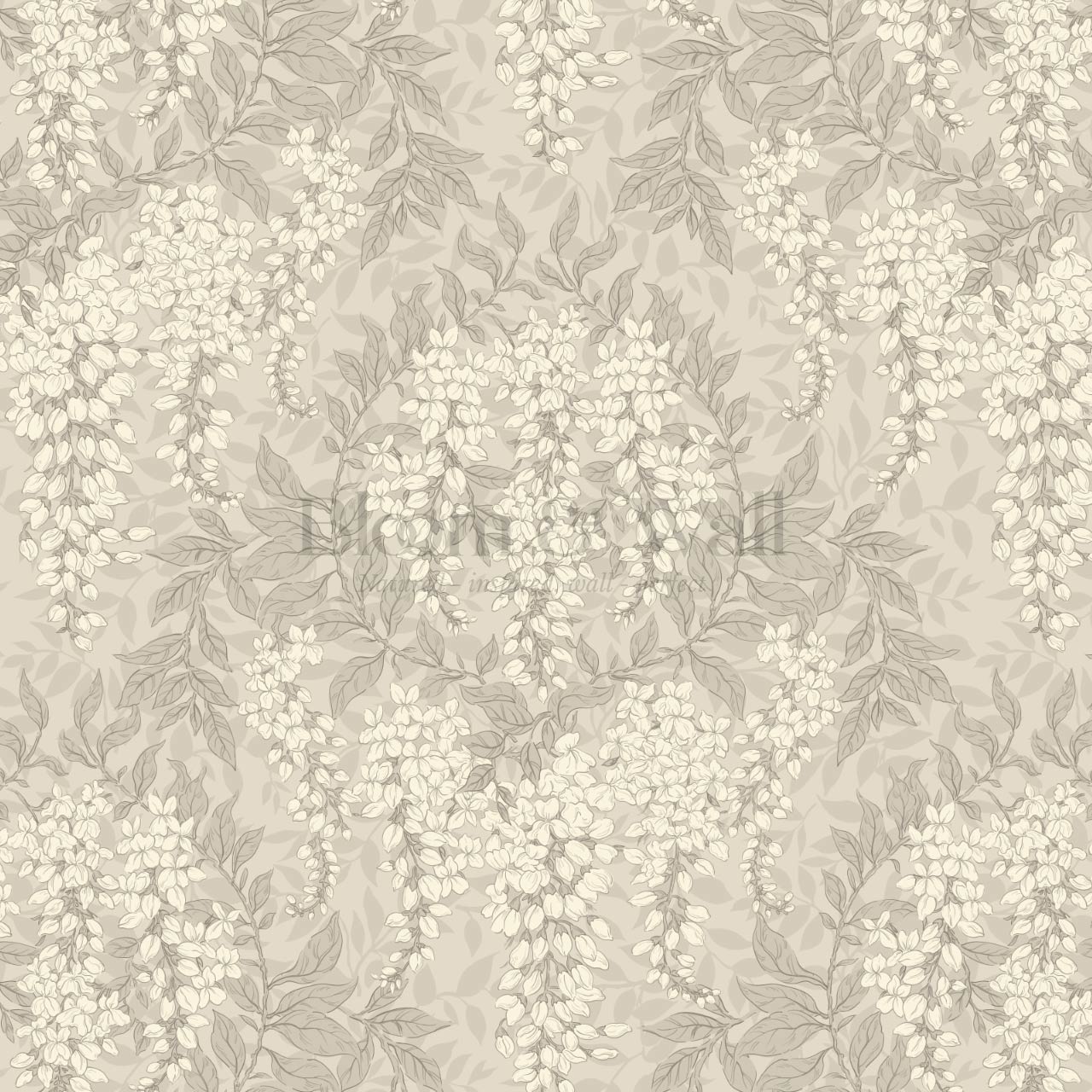 Rahna Wisteria Cluster Stone Cream Wallpaper