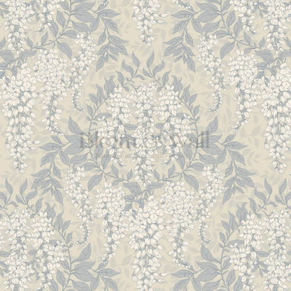 Rahna Wisteria Cluster French Blue Almond Wallpaper