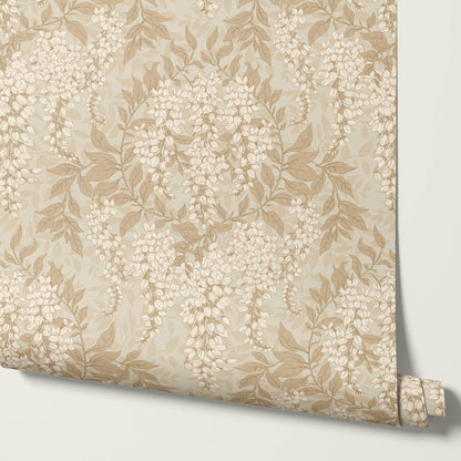 Rahna Wisteria Cluster Beige Butter Wallpaper