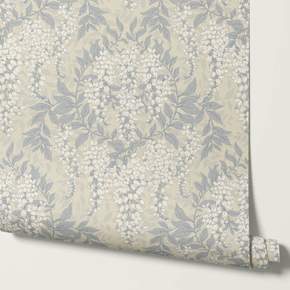 Rahna Wisteria Cluster French Blue Almond Wallpaper