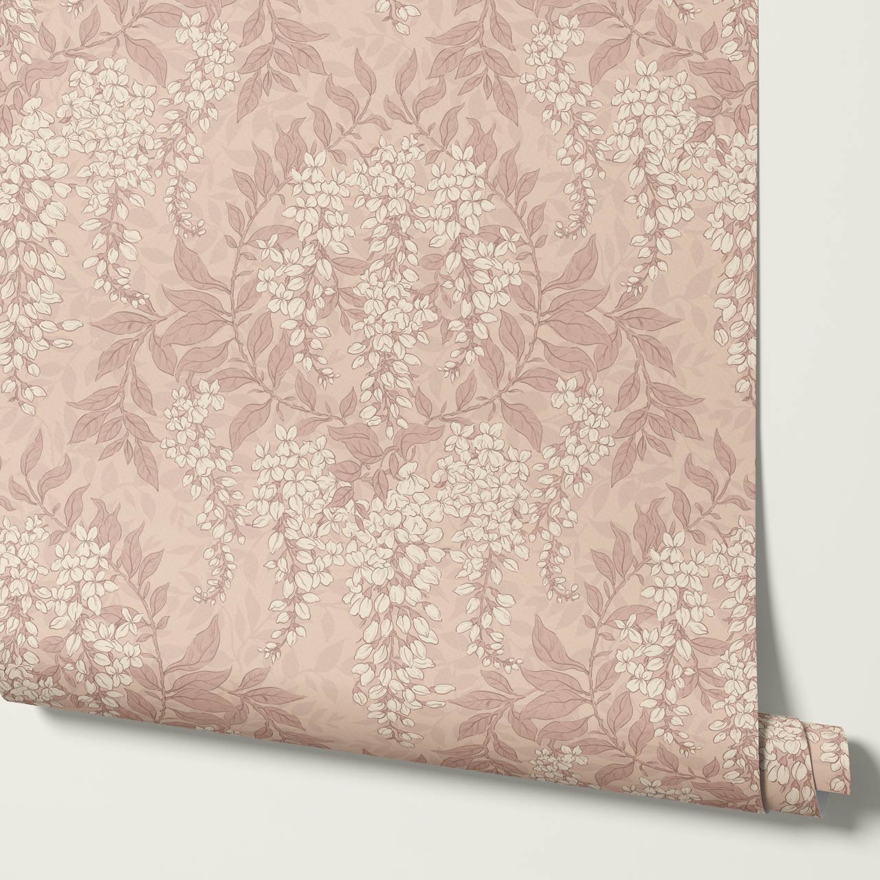 Rahna Wisteria Cluster Berry Cream Wallpaper
