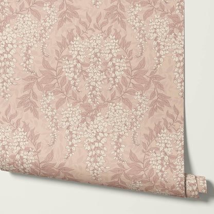 Rahna Wisteria Cluster Berry Cream Wallpaper