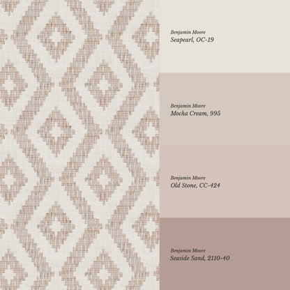 Rodelia Woven Rhythm Neutral Beige Dusty Rose Wallpaper