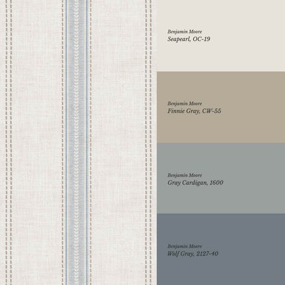 Raissa Linen Trail Neutral Linen French Blue Wallpaper