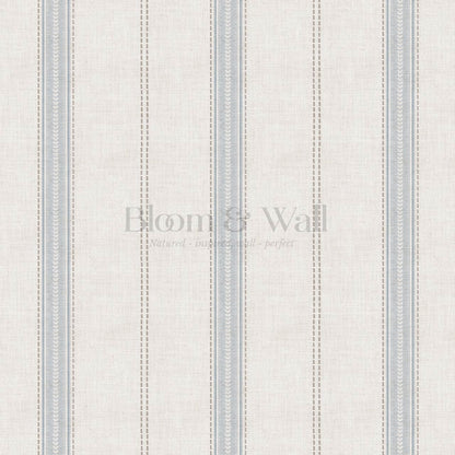 Raissa Linen Trail Neutral Linen French Blue Wallpaper