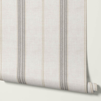 Raissa Linen Trail Neutral Linen Charcoal Wallpaper