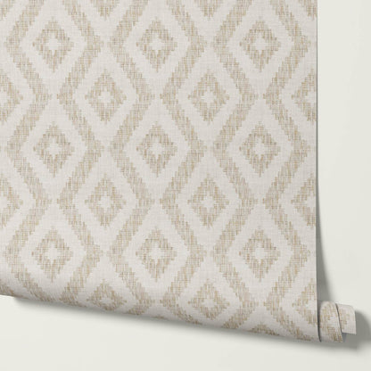 Rodelia Woven Rhythm Neutral Linen Beige Wallpaper