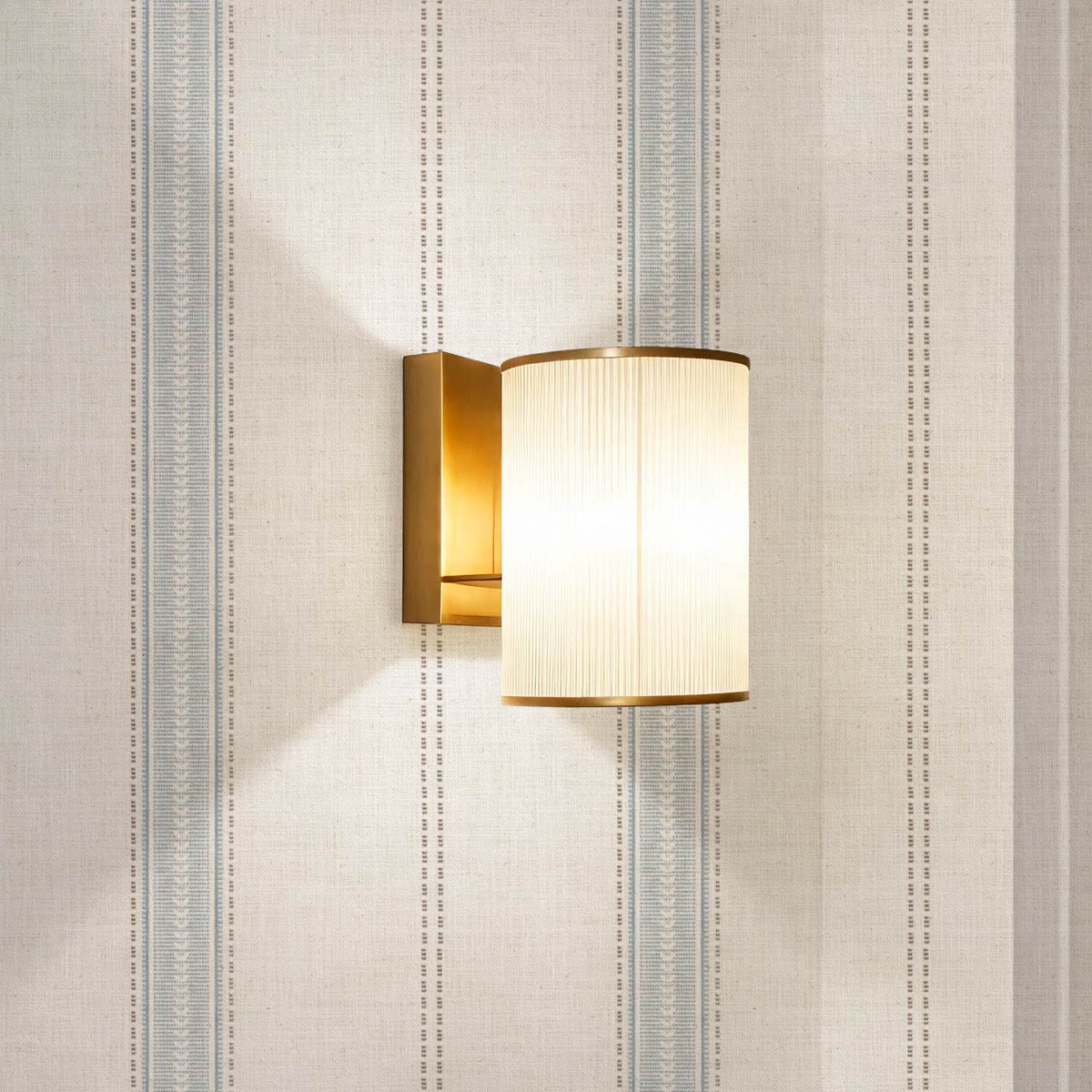 Raissa Linen Trail Neutral Linen French Blue Wallpaper