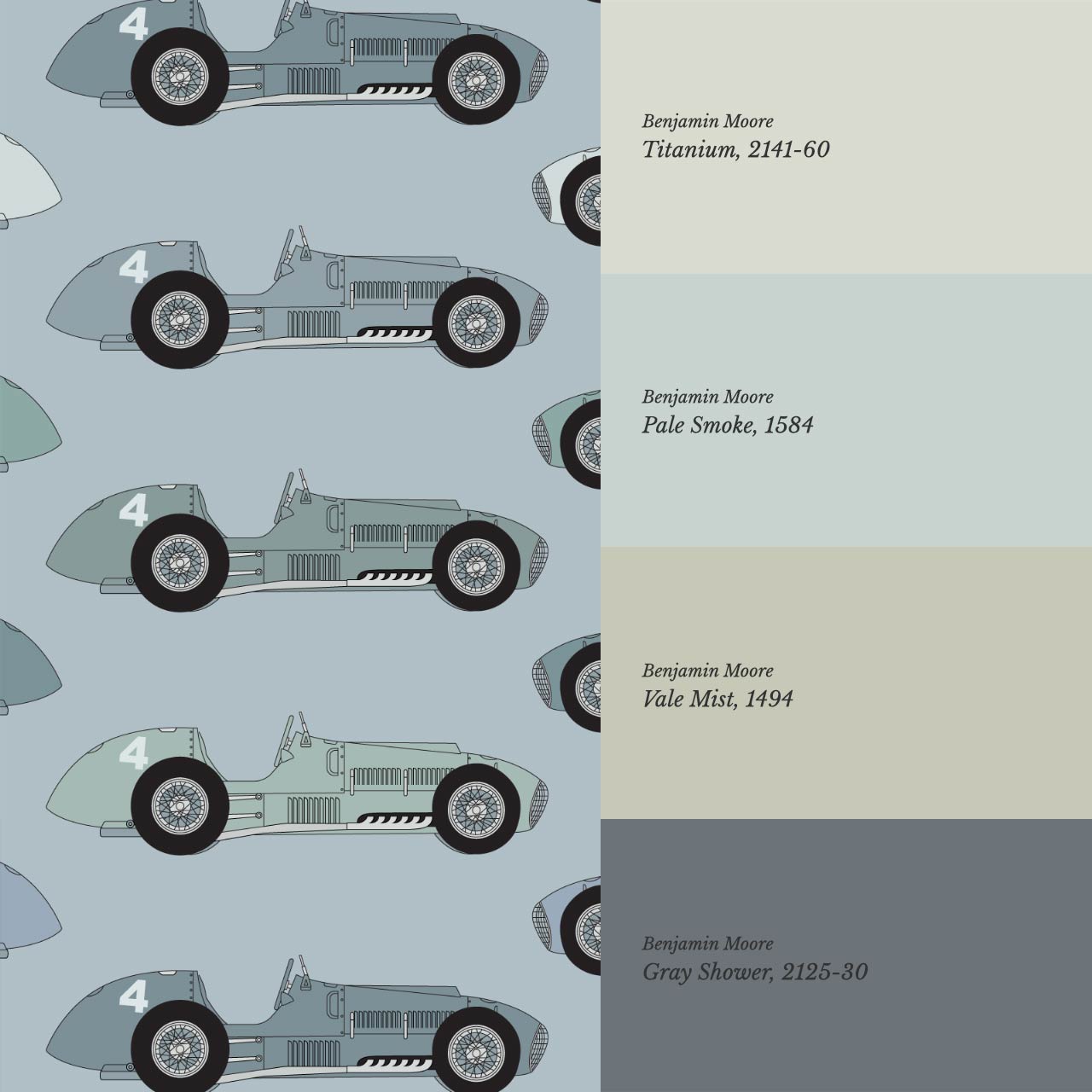 Raivo Race Cars Blue Gray Wallpaper