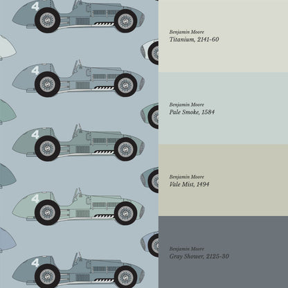 Raivo Race Cars Blue Gray Wallpaper