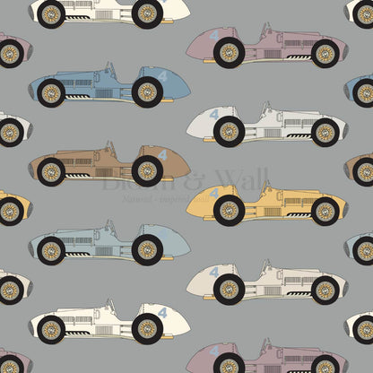 Raivo Race Cars Vintage Gray Wallpaper