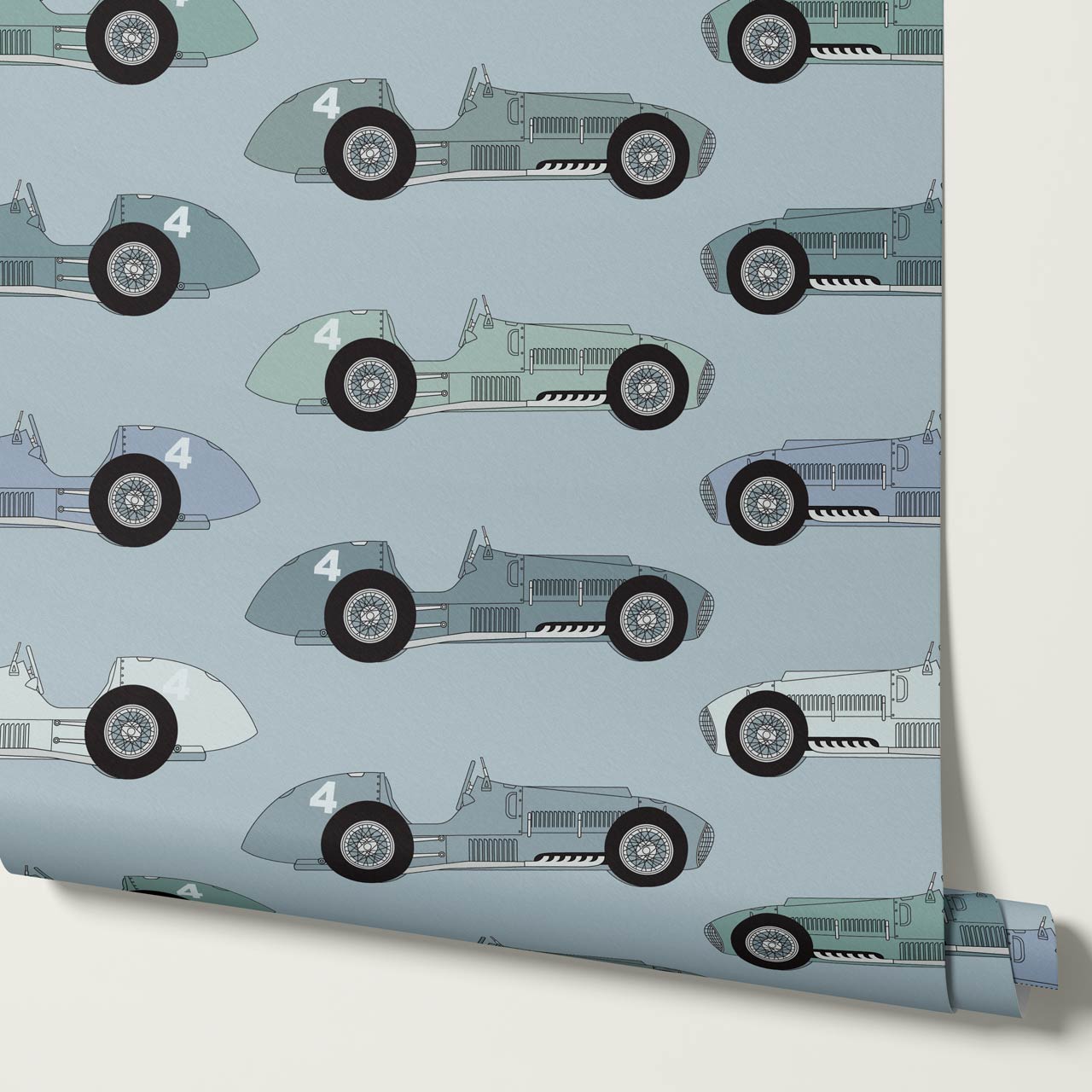 Raivo Race Cars Blue Gray Wallpaper